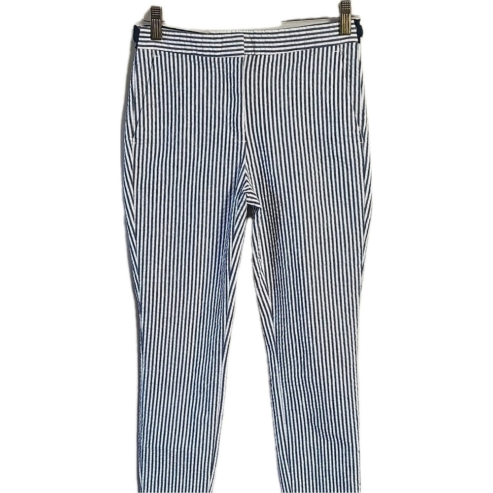 Zara Women's Dress Pants Blue White Striped Regular Fit Trousers Size XS